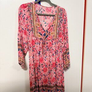 Women's long sleeve floral dress, Size: XL